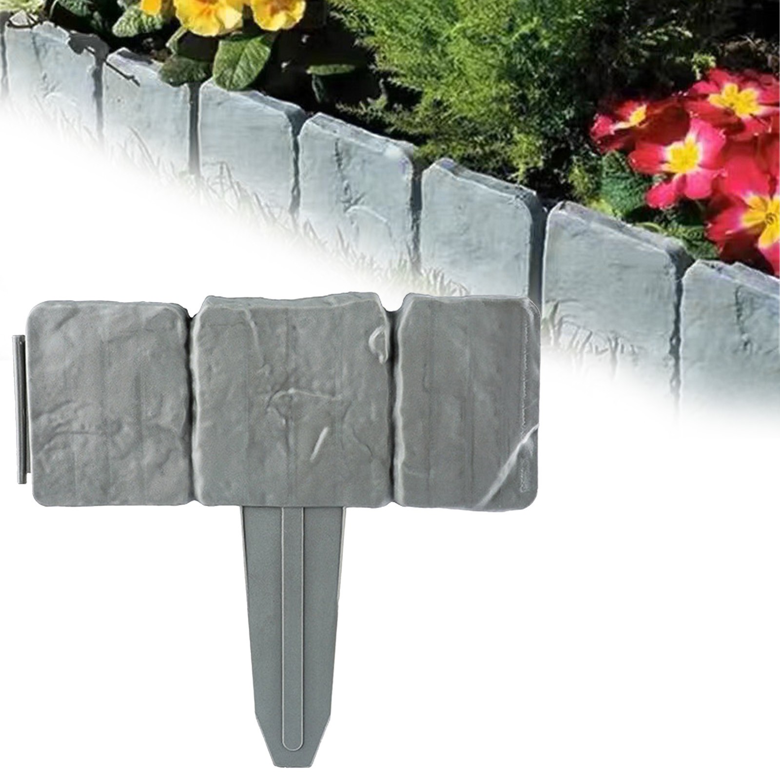 Musol1 PCS Garden Edging Border No Dig, Flower Bed Landscape Edging Border, Simulation Stone Fence Outdoor Patio Decor, Interlocking Yard Lawn Edging Garden Decor, Ideal Gifts for Gardening Lovers